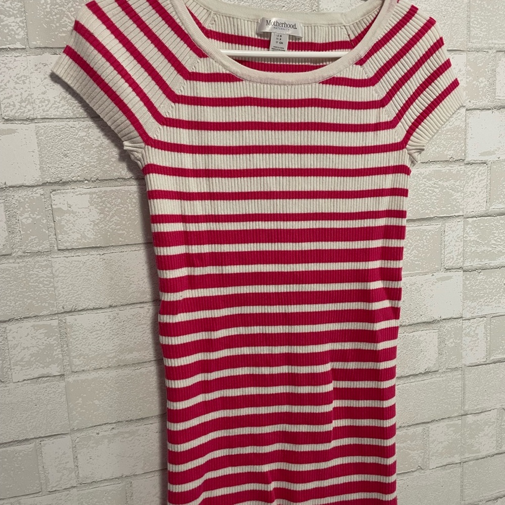 Motherhood Maternity Pink and White Striped Top